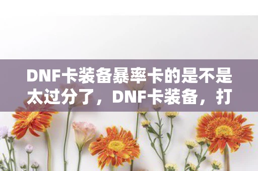DNF卡装备暴率卡的是不是太过分了，DNF卡装备，打造最强战斗力的秘密