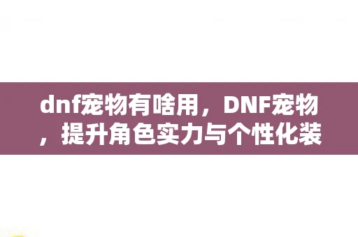 dnf宠物有啥用,DNF宠物,提升角色实力与个性化装扮的必备神器 dnf宠物有啥用,DNF宠物,提升角色实力与个性化装扮的必备神器