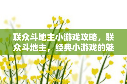 联众斗地主小游戏攻略，联众斗地主，经典小游戏的魅力与策略
