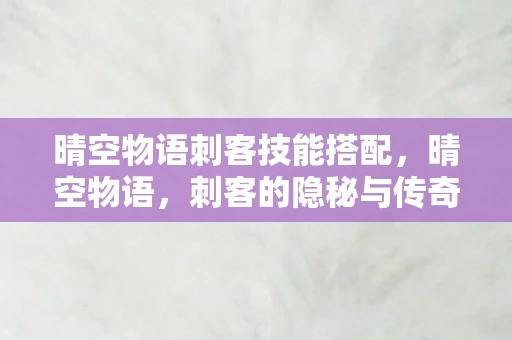晴空物语刺客技能搭配，晴空物语，刺客的隐秘与传奇