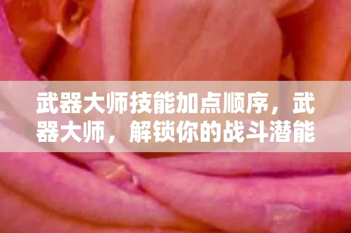 武器大师技能加点顺序,武器大师,解锁你的战斗潜能 武器大师技能加点顺序,武器大师,解锁你的战斗潜能