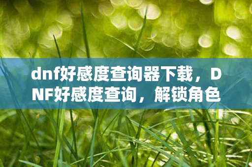 dnf好感度查询器下载，DNF好感度查询，解锁角色互动的奥秘