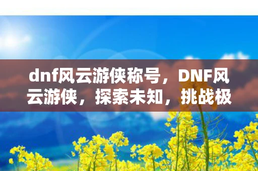 dnf风云游侠称号,DNF风云游侠,探索未知,挑战极限 dnf风云游侠称号,DNF风云游侠,探索未知,挑战极限