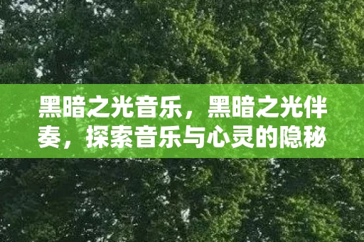 黑暗之光音乐，黑暗之光伴奏，探索音乐与心灵的隐秘联系