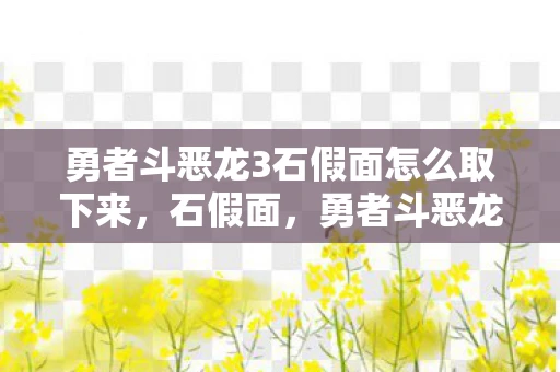 勇者斗恶龙3石假面怎么取下来，石假面，勇者斗恶龙的传奇之旅
