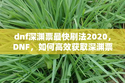 dnf深渊票最快刷法2020，DNF，如何高效获取深渊票，打造你的终极装备