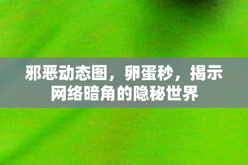 邪恶动态图，卵蛋秒，揭示网络暗角的隐秘世界