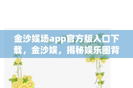 金沙娱场app官方版入口下载，金沙娱，揭秘娱乐圈背后的故事