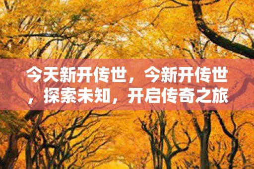 今天新开传世，今新开传世，探索未知，开启传奇之旅