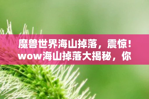 魔兽世界海山掉落，震惊！wow海山掉落大揭秘，你不可错过的珍贵宝藏！