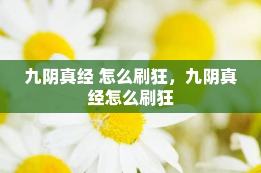 九阴真经 怎么刷狂，九阴真经怎么刷狂