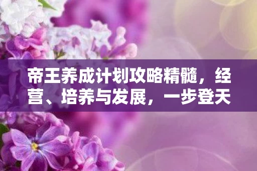 帝王养成计划攻略精髓图片
