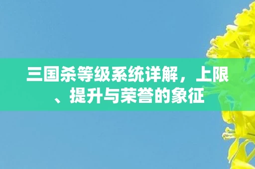 三国杀等级系统详解图片
