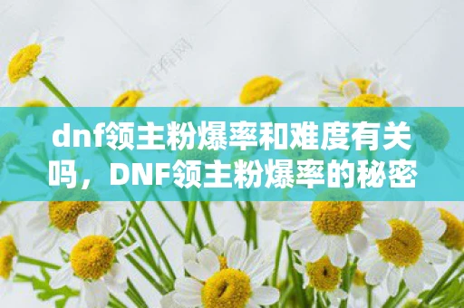 dnf领主粉爆率和难度有关吗，DNF领主粉爆率的秘密，揭秘游戏内稀有装备掉落机制