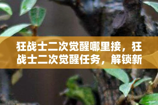狂战士二次觉醒哪里接，狂战士二次觉醒任务，解锁新技能，挑战新境界