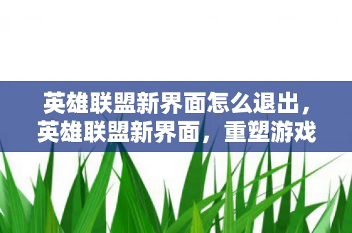 英雄联盟新界面怎么退出，英雄联盟新界面，重塑游戏体验的革新之作