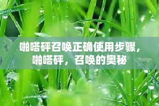 啪嗒砰召唤正确使用步骤，啪嗒砰，召唤的奥秘