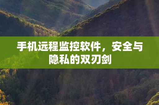 手机远程监控软件，安全与隐私的双刃剑