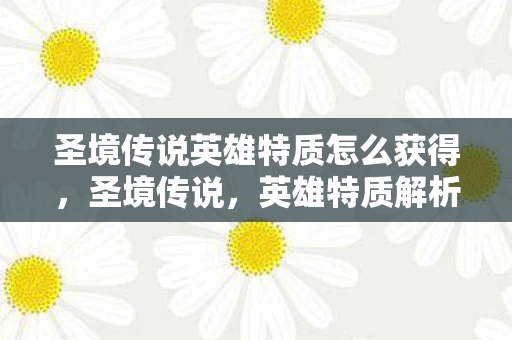 圣境传说英雄特质怎么获得，圣境传说，英雄特质解析