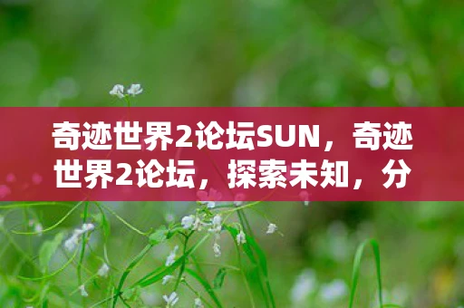 奇迹世界2论坛SUN，奇迹世界2论坛，探索未知，分享喜悦