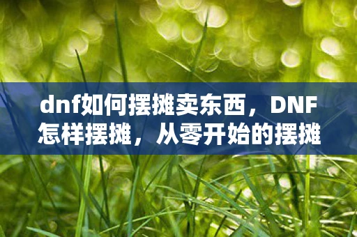 dnf如何摆摊卖东西，DNF怎样摆摊，从零开始的摆摊攻略