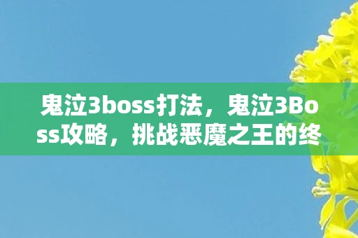 鬼泣3boss打法，鬼泣3Boss攻略，挑战恶魔之王的终极技巧