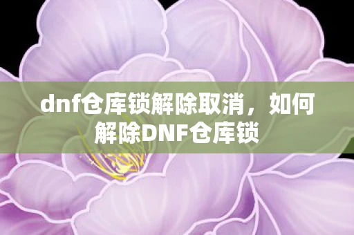 dnf仓库锁解除取消，如何解除DNF仓库锁