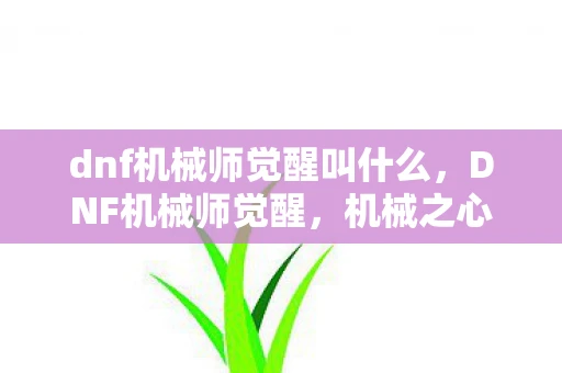dnf机械师觉醒叫什么，DNF机械师觉醒，机械之心的觉醒与战斗艺术的升华