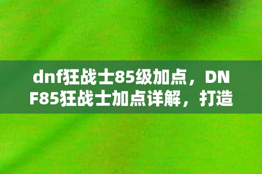 dnf狂战士85级加点,DNF85狂战士加点详解,打造最强战斗力的关键 dnf狂战士85级加点,DNF85狂战士加点详解,打造最强战斗力的关键