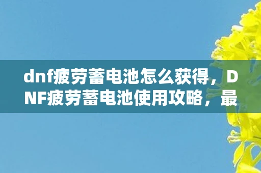 dnf疲劳蓄电池怎么获得，DNF疲劳蓄电池使用攻略，最大化你的游戏收益