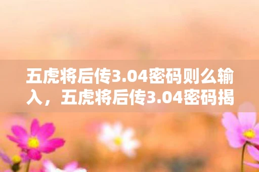 五虎将后传3.04密码则么输入,五虎将后传3.04密码揭秘,一段传奇的延续 五虎将后传3.04密码则么输入,五虎将后传3.04密码揭秘,一段传奇的延续