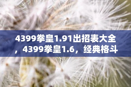 4399拳皇1.91出招表大全，4399拳皇1.6，经典格斗游戏的全新篇章