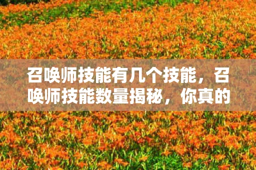 召唤师技能有几个技能,召唤师技能数量揭秘,你真的了解它们吗? 召唤师技能有几个技能,召唤师技能数量揭秘,你真的了解它们吗?