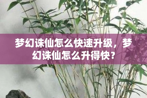 梦幻诛仙怎么快速升级，梦幻诛仙怎么升得快？