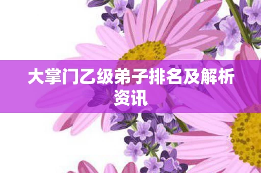 大掌门乙级弟子排名及解析资讯图片