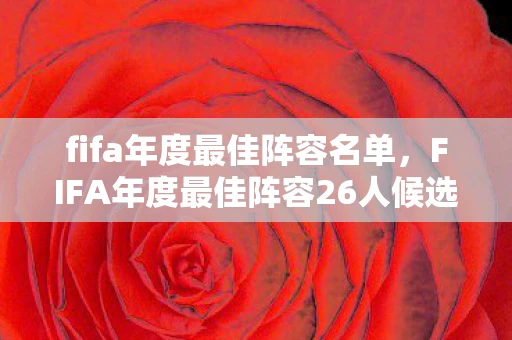 fifa年度最佳阵容名单，FIFA年度最佳阵容26人候选，足球世界的璀璨星光