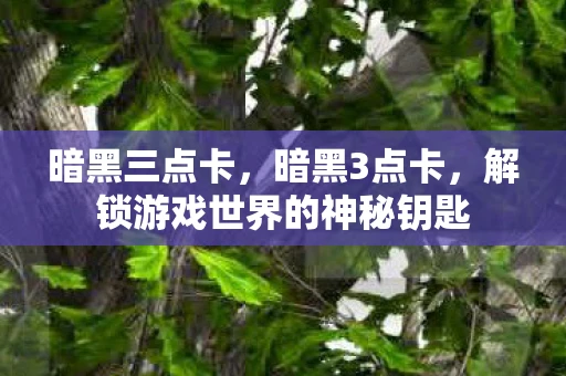 暗黑三点卡,暗黑3点卡,解锁游戏世界的神秘钥匙 暗黑三点卡,暗黑3点卡,解锁游戏世界的神秘钥匙