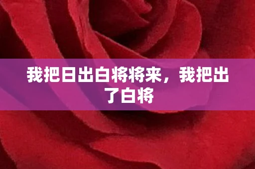 我把日出白将将来，我把出了白将