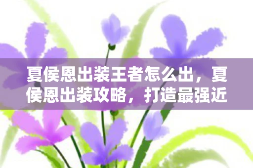 夏侯恩出装王者怎么出，夏侯恩出装攻略，打造最强近战输出