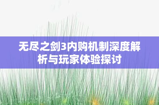 无尽之剑3内购机制深度解析与玩家体验探讨图片