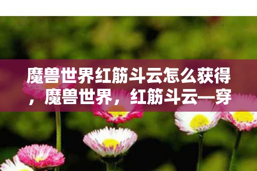 魔兽世界红筋斗云怎么获得，魔兽世界，红筋斗云—穿越时空的梦幻之旅