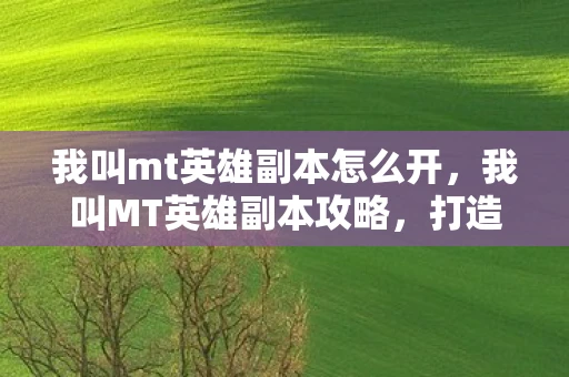 我叫mt英雄副本怎么开，我叫MT英雄副本攻略，打造最强英雄阵容，征服所有挑战！