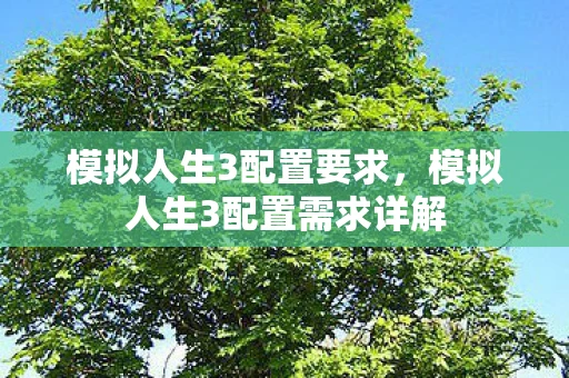 模拟人生3配置要求,模拟人生3配置需求详解 模拟人生3配置要求,模拟人生3配置需求详解