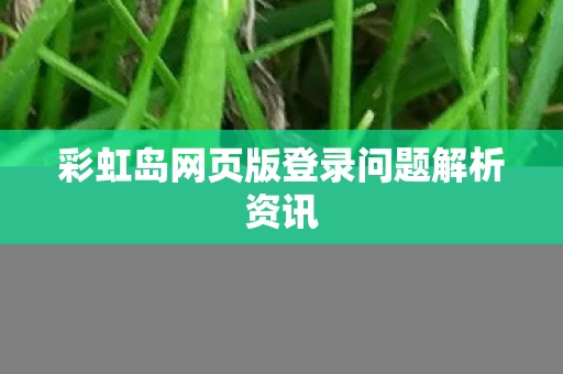 彩虹岛网页版登录问题解析资讯图片