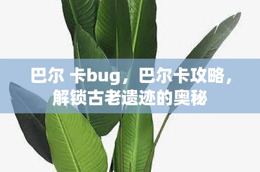 巴尔 卡bug，巴尔卡攻略，解锁古老遗迹的奥秘