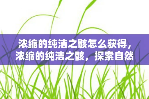 浓缩的纯洁之骸怎么获得,浓缩的纯洁之骸,探索自然与科技的奇妙融合 浓缩的纯洁之骸怎么获得,浓缩的纯洁之骸,探索自然与科技的奇妙融合