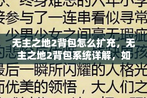 无主之地2背包怎么扩充,无主之地2背包系统详解,如何高效管理你的背包资源 无主之地2背包怎么扩充,无主之地2背包系统详解,如何高效管理你的背包资源