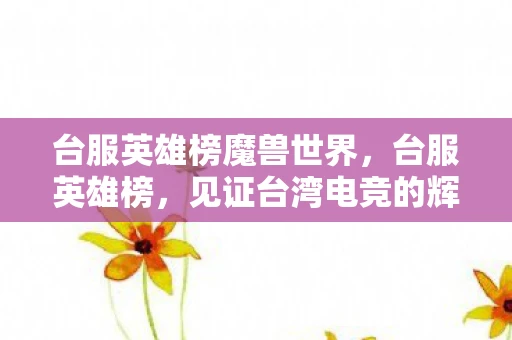 台服英雄榜魔兽世界，台服英雄榜，见证台湾电竞的辉煌与梦想