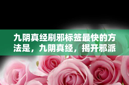 九阴真经刷邪标签最快的方法是,九阴真经,揭开邪派标签的神秘面纱 九阴真经刷邪标签最快的方法是,九阴真经,揭开邪派标签的神秘面纱