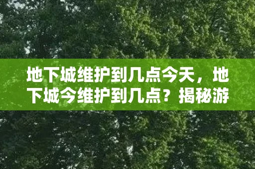 地下城维护到几点今天,地下城今维护到几点?揭秘游戏维护背后的秘密 地下城维护到几点今天,地下城今维护到几点?揭秘游戏维护背后的秘密